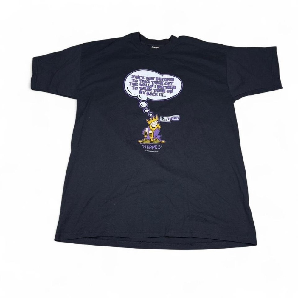 Hermis Graphic T Shirt Mens XL Black Cotton Vintage Quote Tee 2000